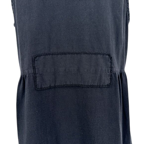 Vintage Blue Cactus Womens Large Dress Linen Blend Sleeveless Jumper Boho Black - Picture 8 of 12